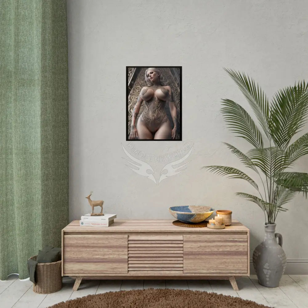 Boudoir Tattooed Women Rolled Posters — Sexy Seductive Lingerie Wall Art - AI Girl Girlfriend Poster