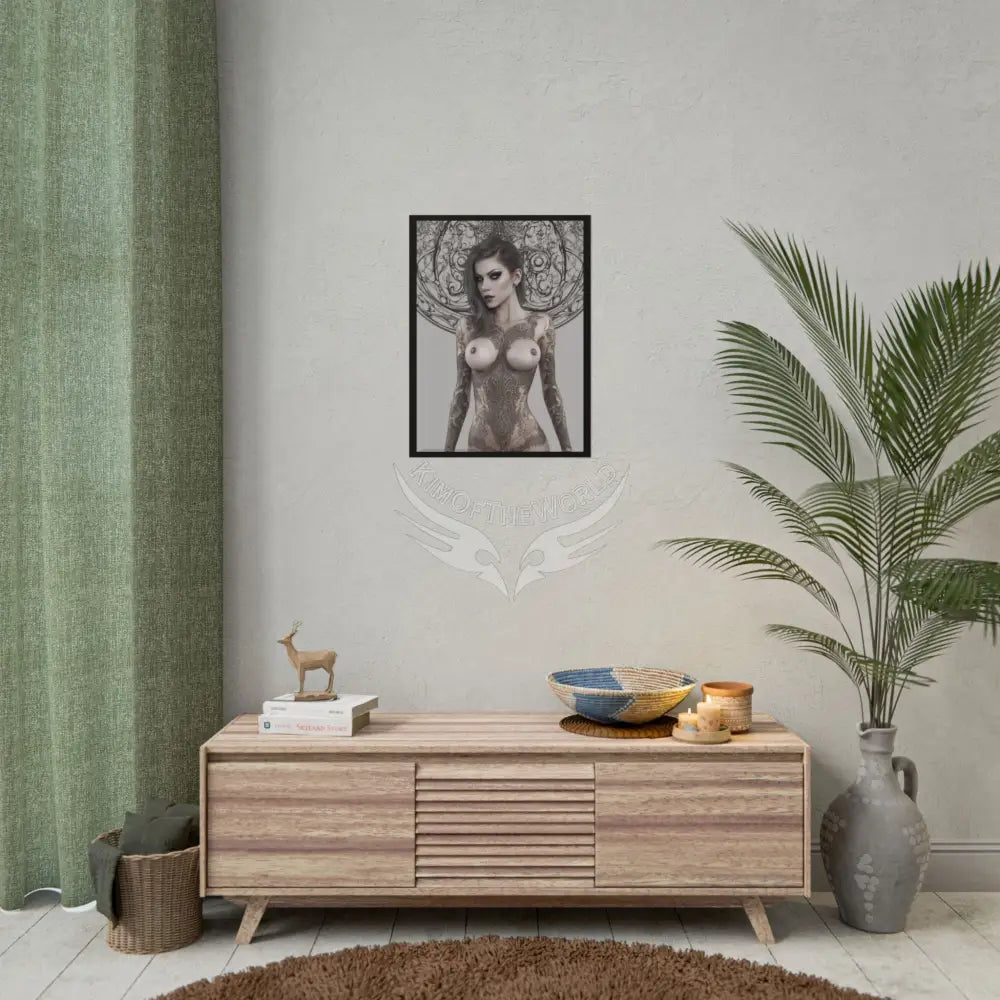 Boudoir Tattooed Women Rolled Posters — Sexy Seductive Lingerie Wall Art - AI Girl Girlfriend Poster