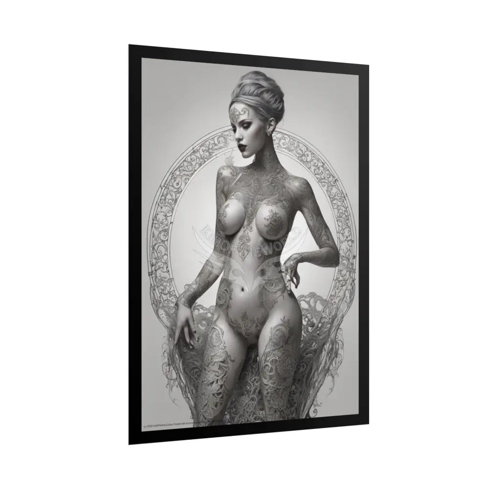 Boudoir Tattooed Women Rolled Posters — Sexy Seductive Lingerie Wall Art Poster