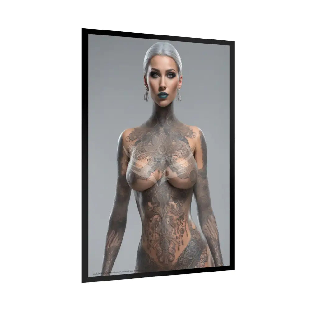 Boudoir Tattooed Women Rolled Posters — Sexy Seductive Lingerie Wall Art Poster