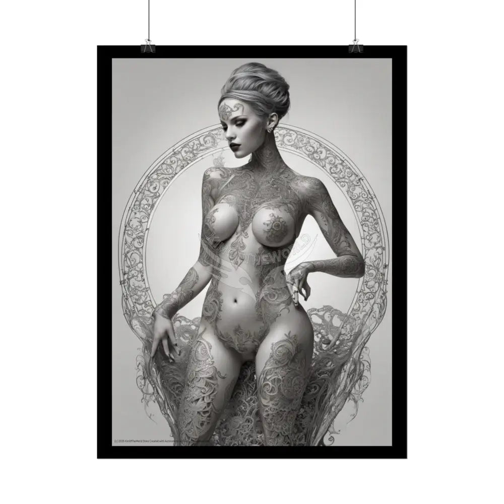 Boudoir Tattooed Women Rolled Posters — Sexy Seductive Lingerie Wall Art Poster