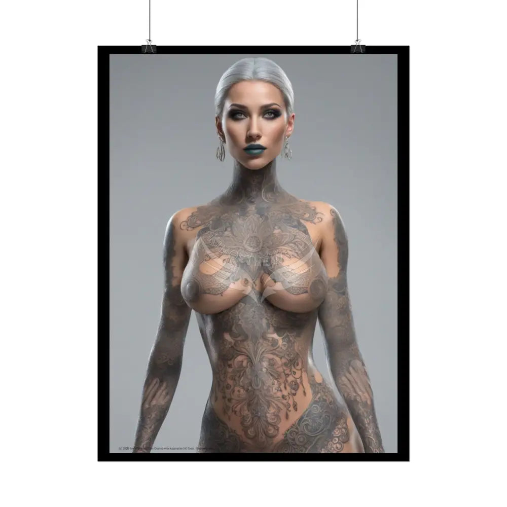 Boudoir Tattooed Women Rolled Posters — Sexy Seductive Lingerie Wall Art Poster