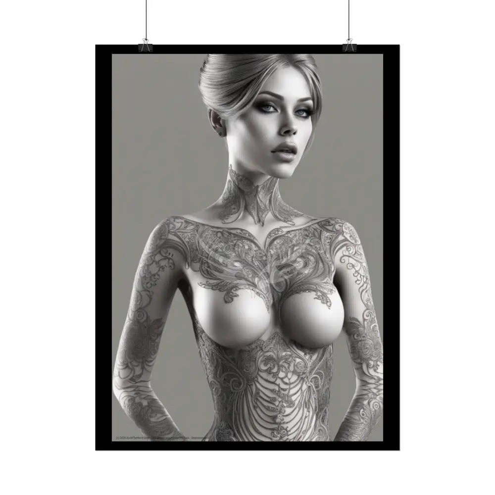 Boudoir Tattooed Women Rolled Posters — Sexy Seductive Lingerie Wall Art Poster