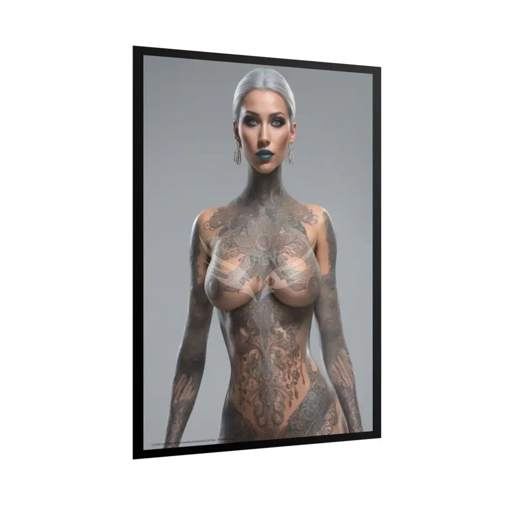 Boudoir Tattooed Women Rolled Posters — Sexy Seductive Lingerie Wall Art Poster