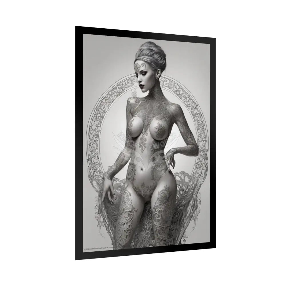 Boudoir Tattooed Women Rolled Posters — Sexy Seductive Lingerie Wall Art Poster