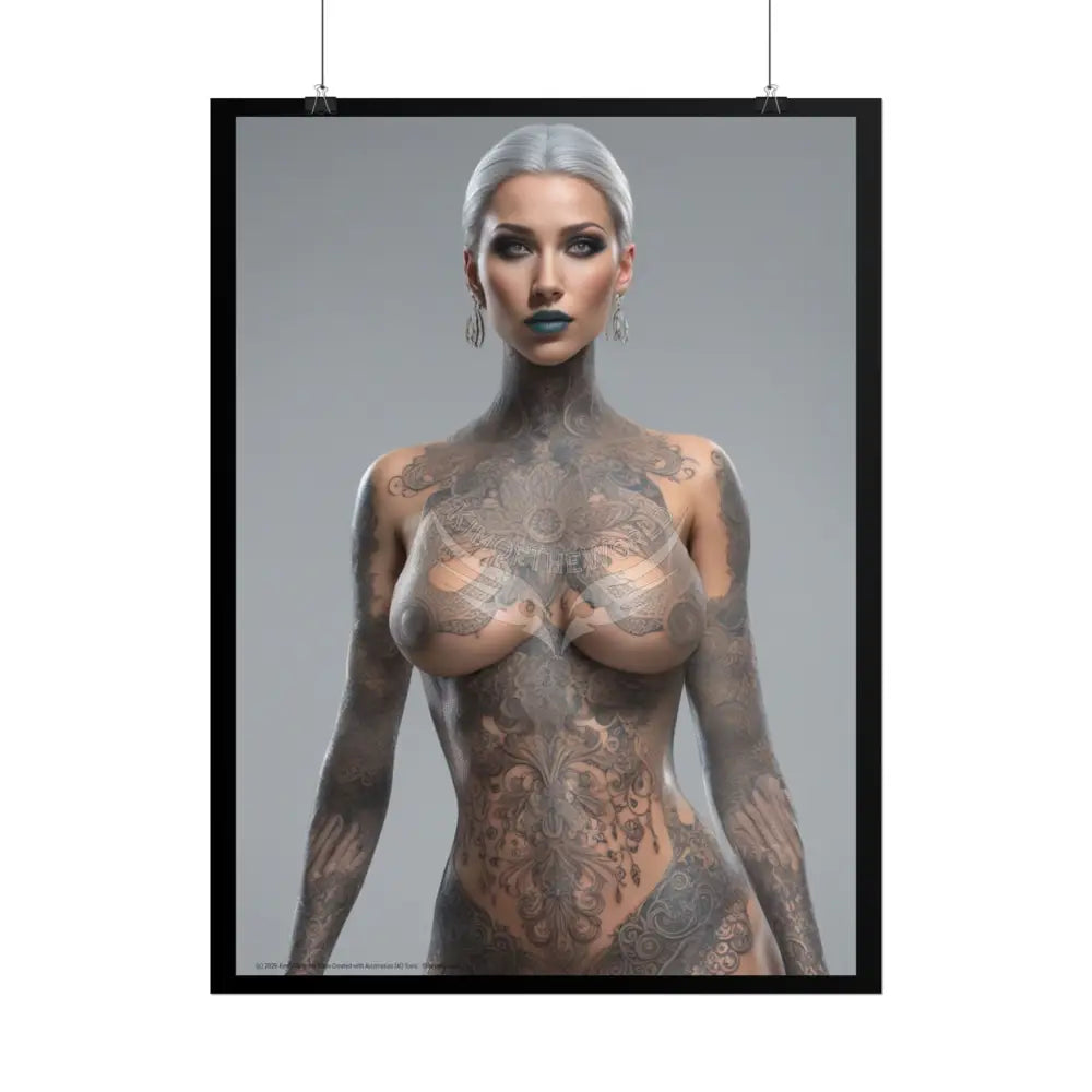 Boudoir Tattooed Women Rolled Posters — Sexy Seductive Lingerie Wall Art Poster