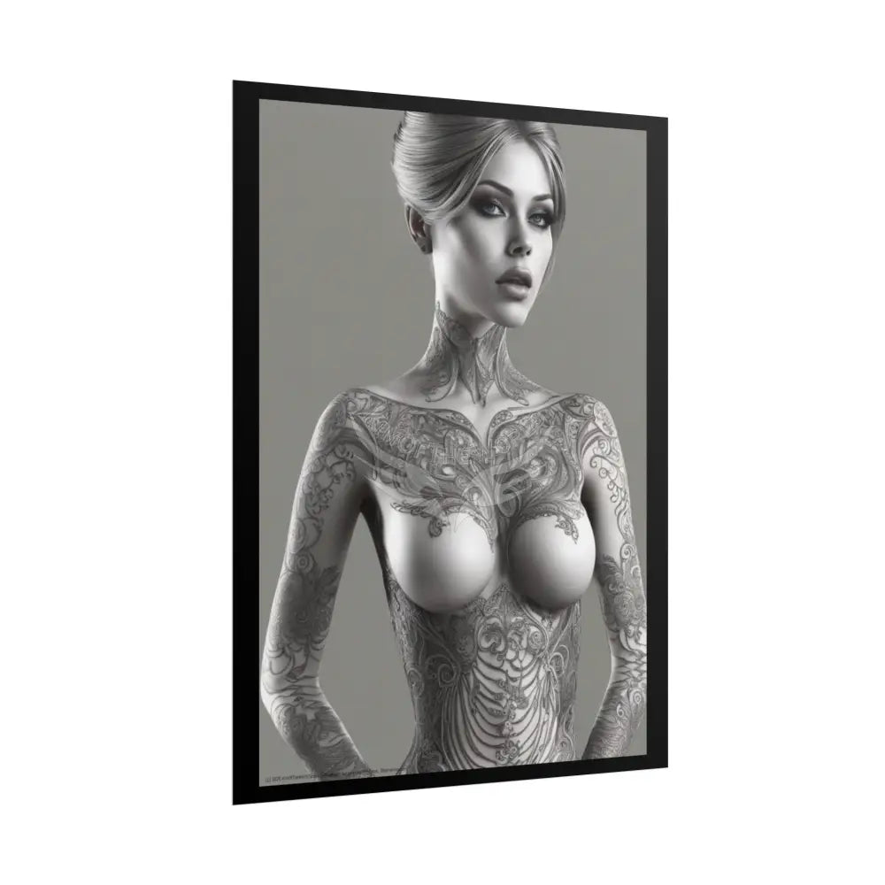 Boudoir Tattooed Women Rolled Posters — Sexy Seductive Lingerie Wall Art Poster