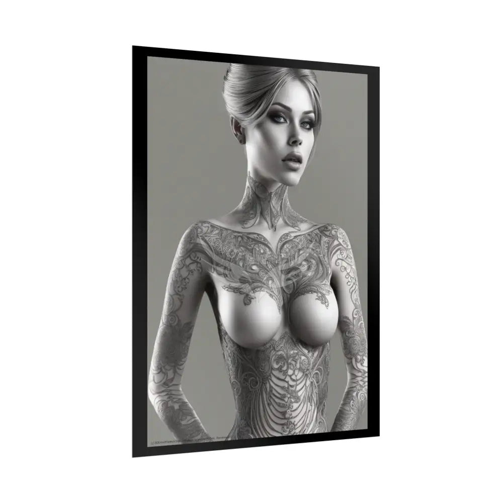Boudoir Tattooed Women Rolled Posters — Sexy Seductive Lingerie Wall Art Poster