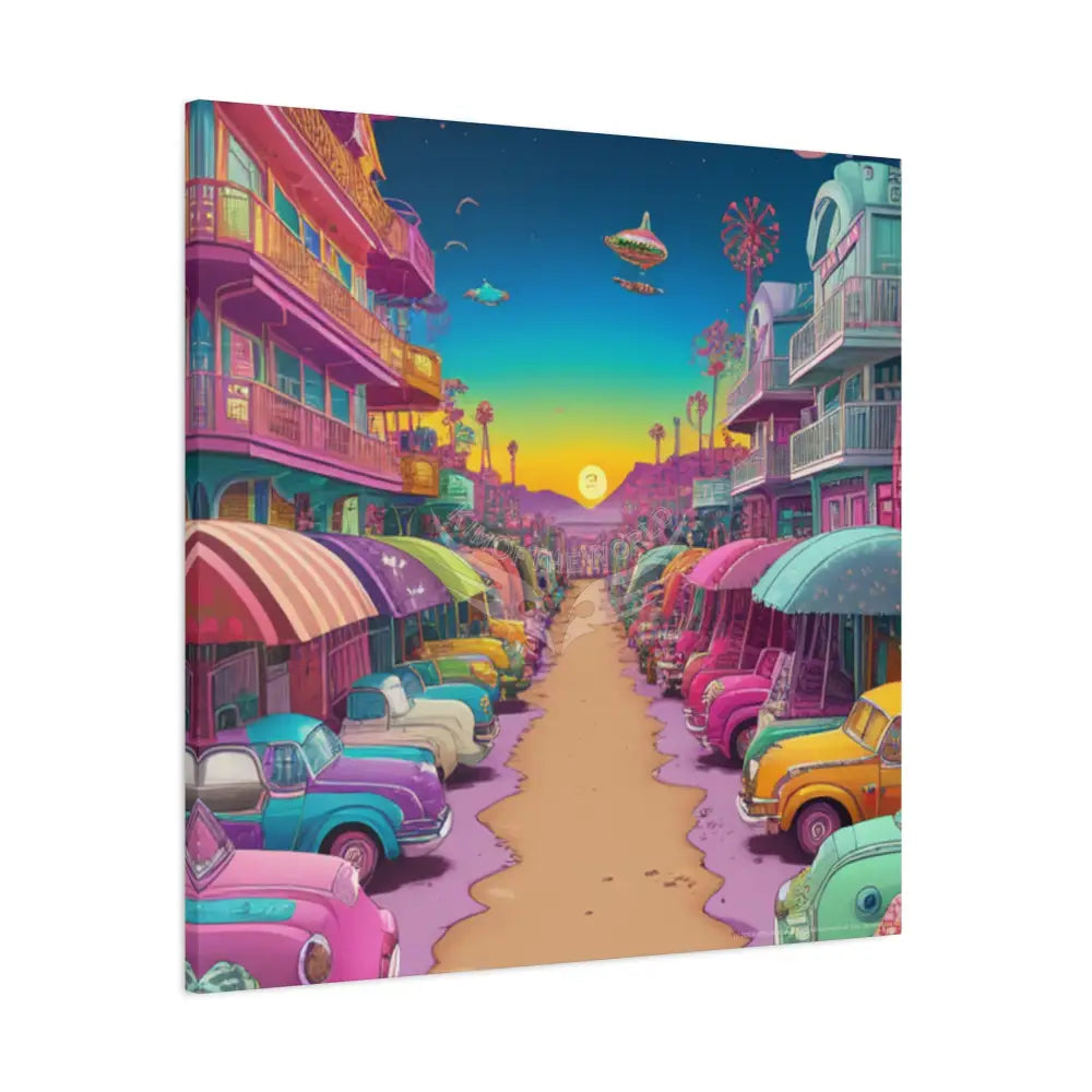 Bright Boho Beach Canvas Art — Vibrant Coastal Wall Decor Canvas