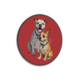 Bull Dogs on Scarlet - Large Round Framed Canvas Prints Wall Art 36’’ 32’’ Wall Art