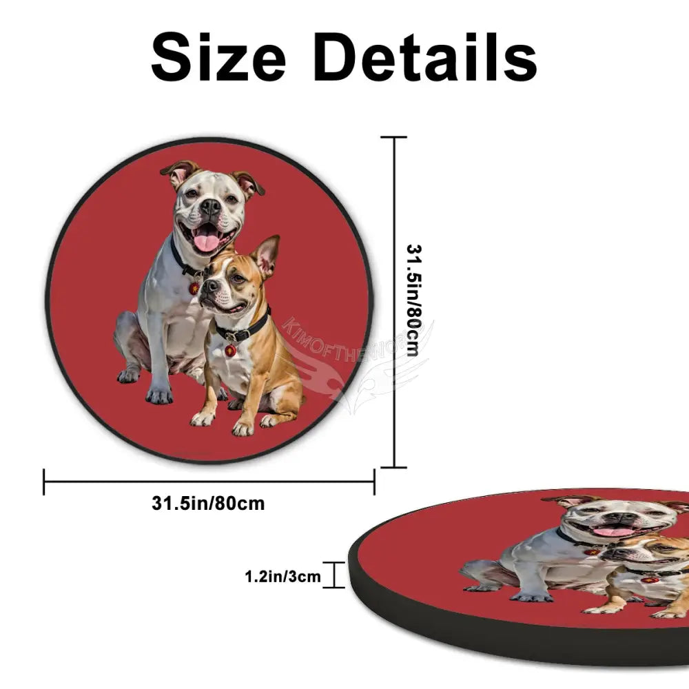 Bull Dogs on Scarlet - Large Round Framed Canvas Prints Wall Art 36’’ 32’’ Wall Art