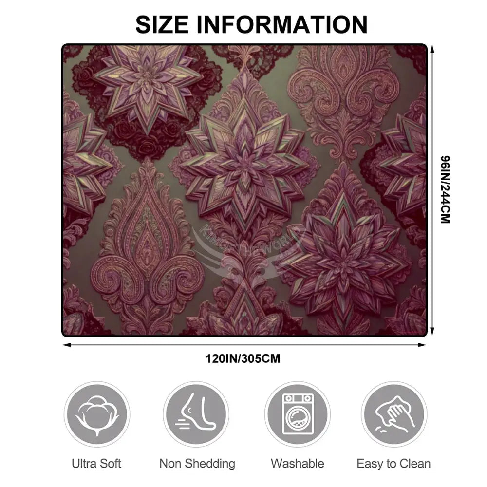Burgundy and Gold 3D Stars Large Area Rug Floor Carpet (5:4) 120’’x96’’ Rugs & Mats
