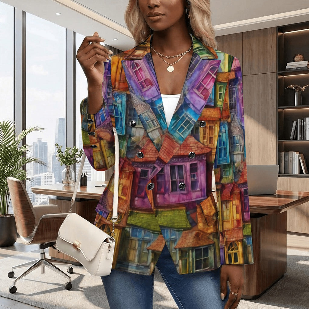Women's Casual Blazer - Colorful Windows