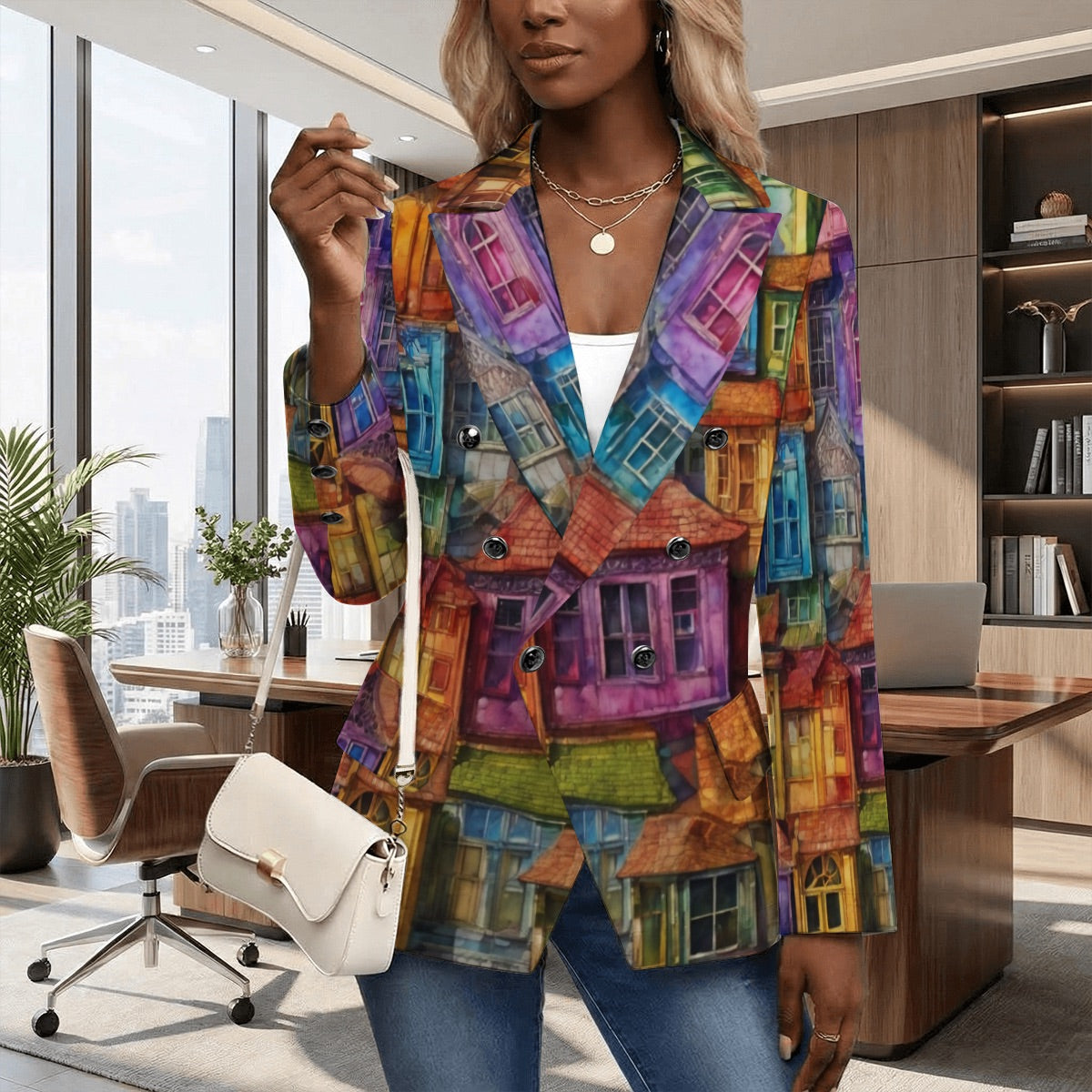Women's Casual Blazer - Colorful Windows