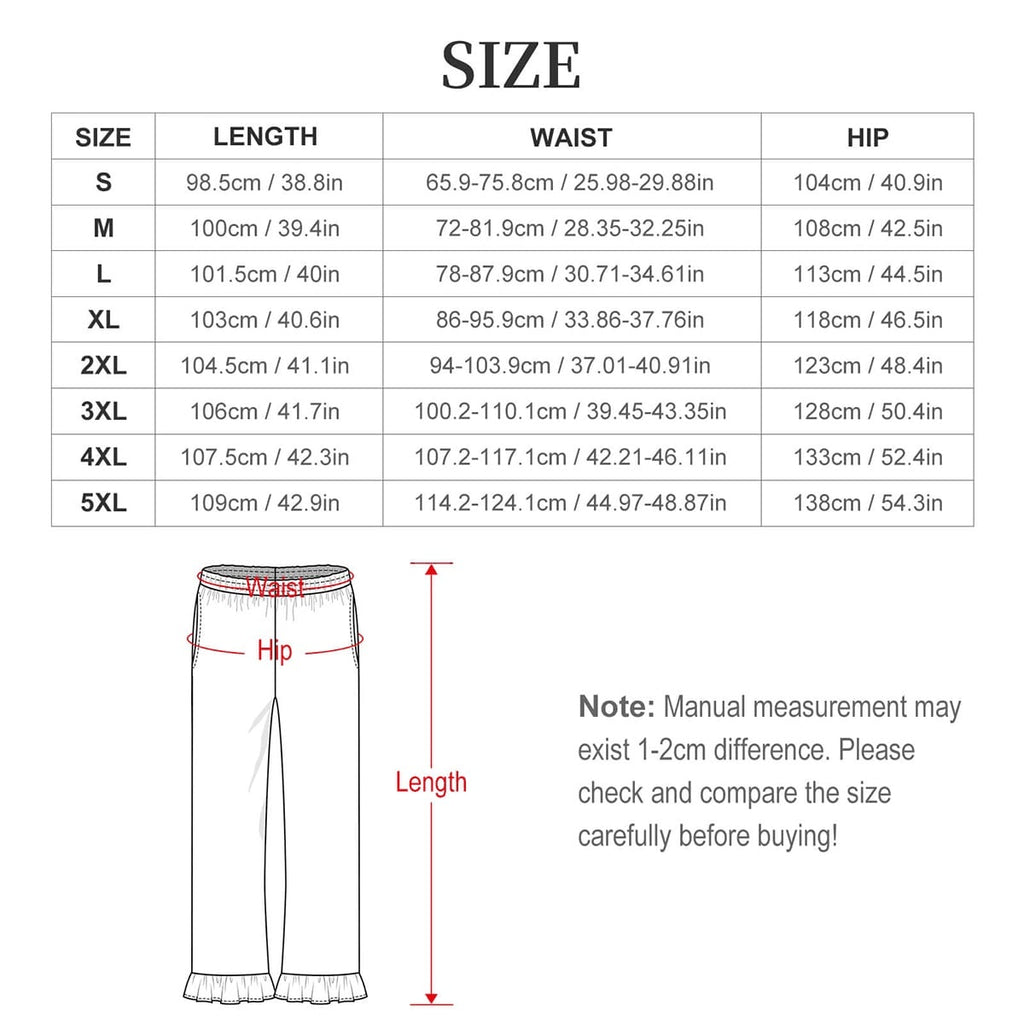 Women's Ruffled Pajama Pants - Large Gothic Rose Print