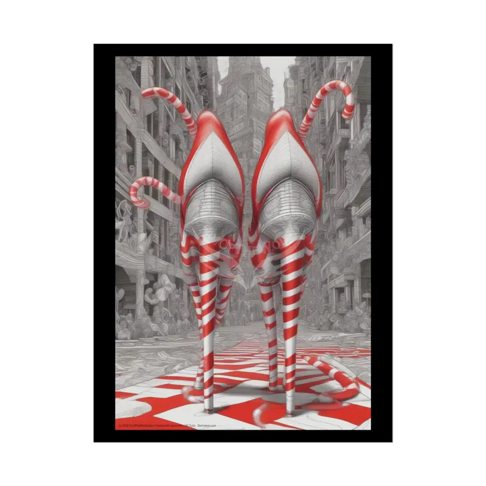 Candycane Holiday Heels Weird Christmas High Heel Shoe Collection -Rolled Poster 18″ x 24″ (Vertical) / Semi Glossy