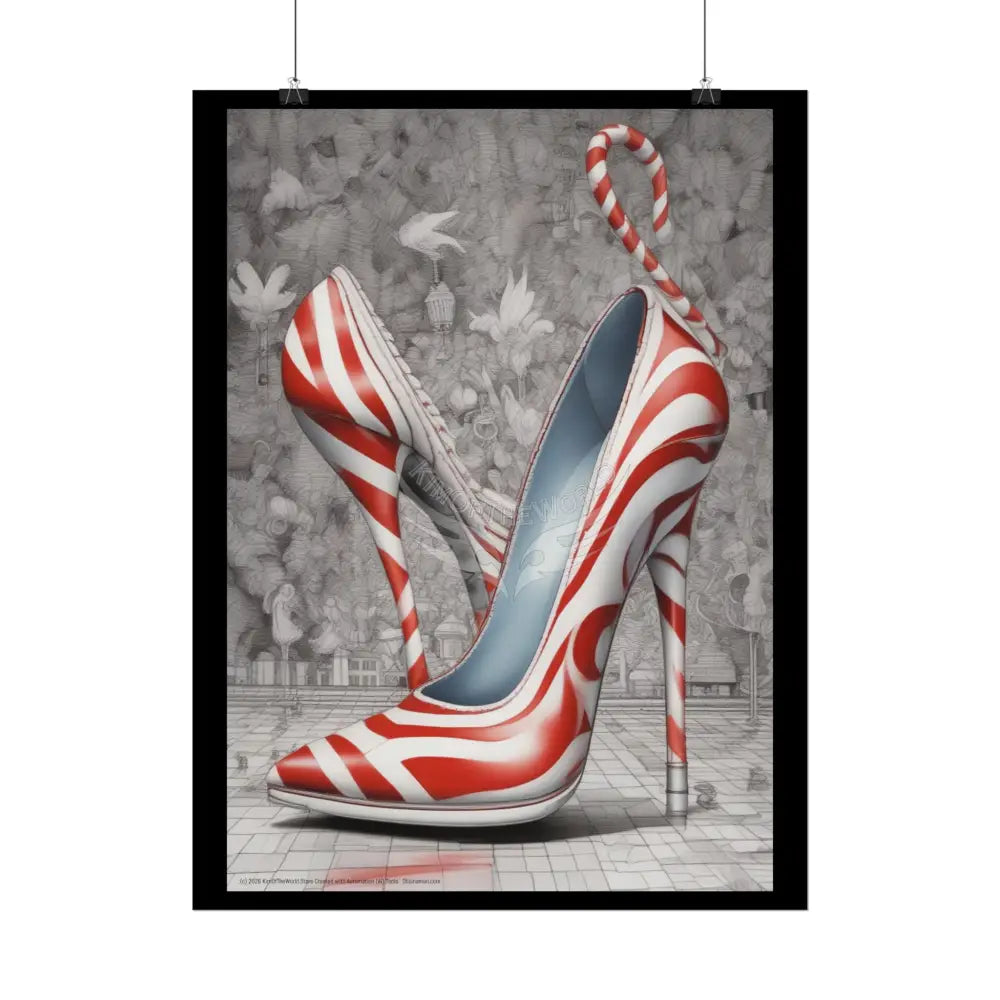 Candycane Holiday Heels Weird Christmas High Heel Shoe Collection -Rolled Poster Poster