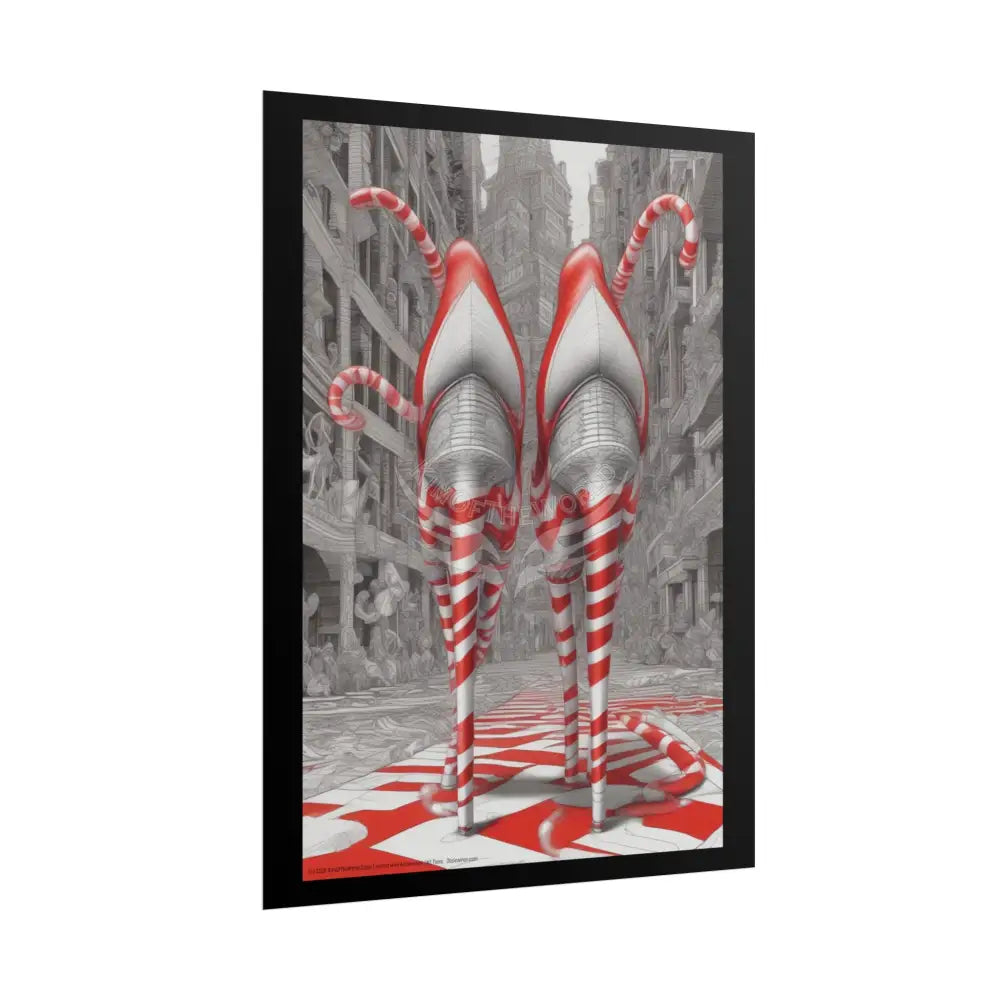Candycane Holiday Heels Weird Christmas High Heel Shoe Collection -Rolled Poster Poster