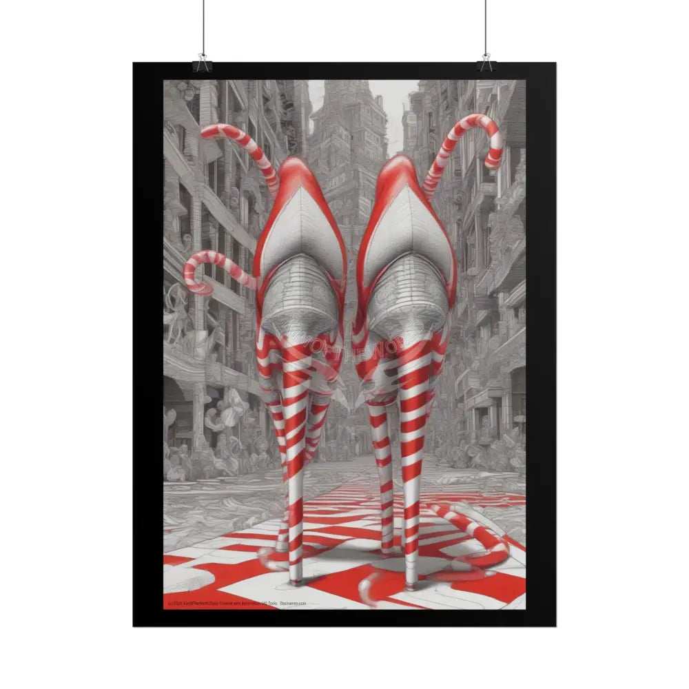 Candycane Holiday Heels Weird Christmas High Heel Shoe Collection -Rolled Poster Poster