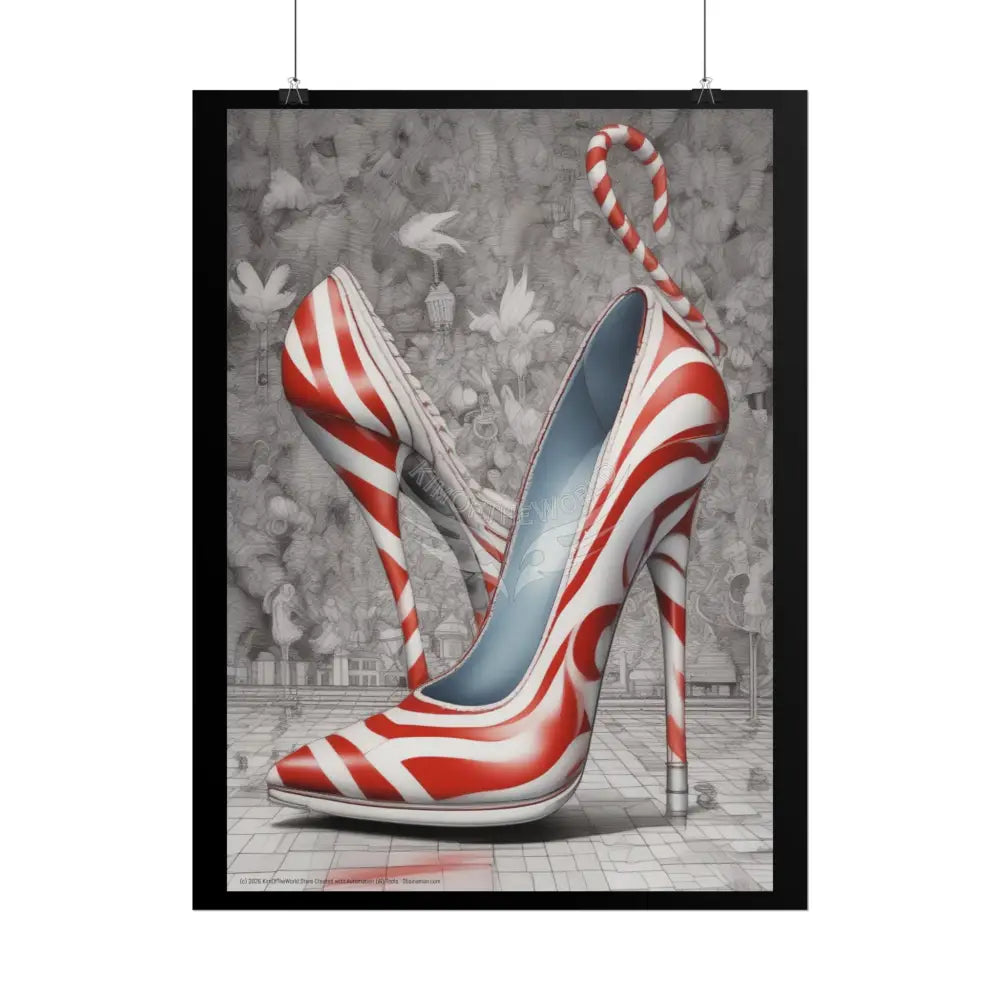 Candycane Holiday Heels Weird Christmas High Heel Shoe Collection -Rolled Poster Poster