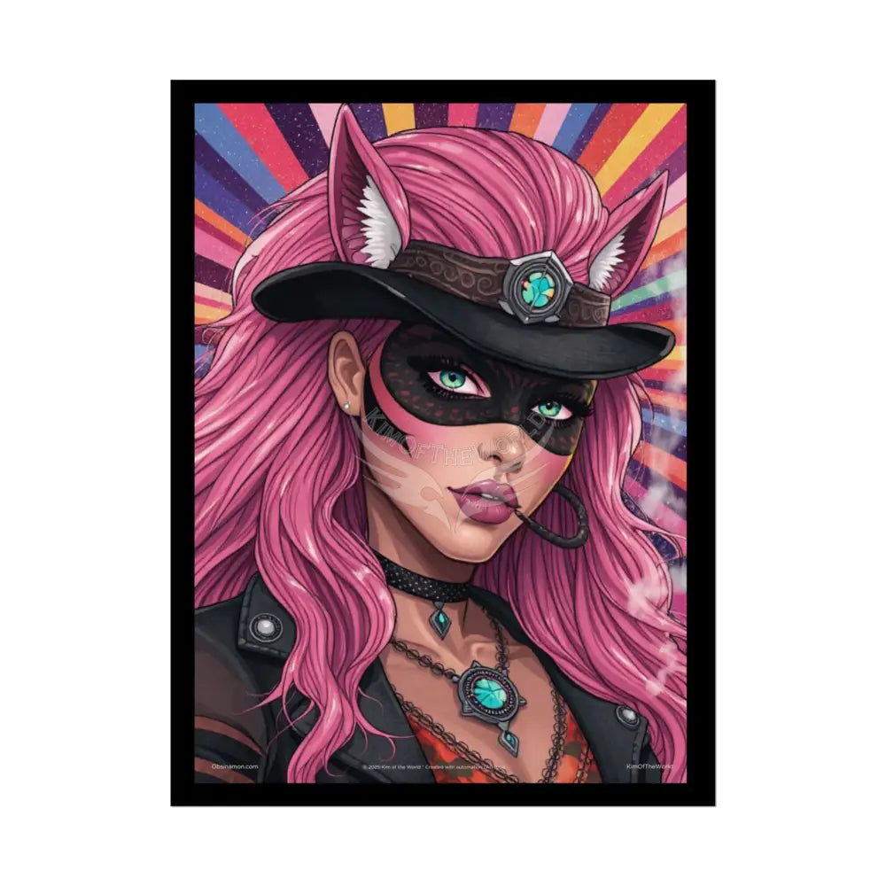 Cartoon Character Colorful Cat Lady Cosplay Portrait — Playful Art Print Poster Set Pieces 18″ x 24″ (Vertical) / Semi