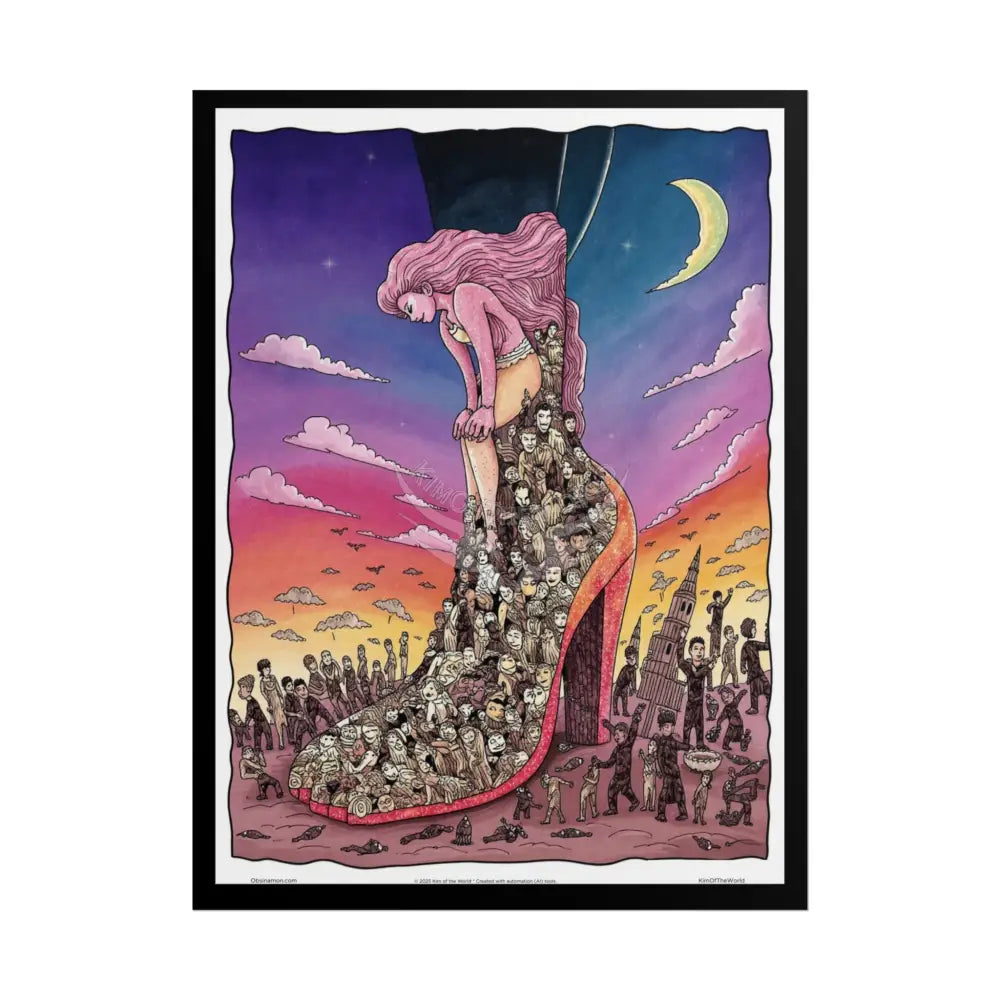 Cartoon Fantasy Gothic Wonderland Giant Floral Bootscape Mirror Landscape Art Poster — Exclusive Blender Diorama Rolled