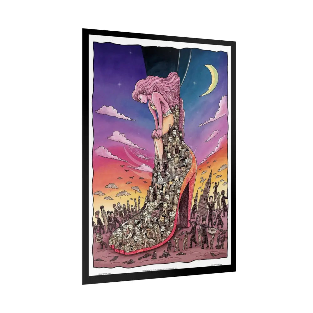 Cartoon Fantasy Gothic Wonderland Giant Floral Bootscape Mirror Landscape Art Poster — Exclusive Blender Diorama Rolled
