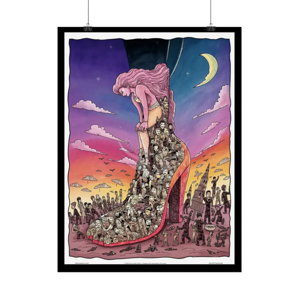 Cartoon Fantasy Gothic Wonderland Giant Floral Bootscape Mirror Landscape Art Poster — Exclusive Blender Diorama Rolled