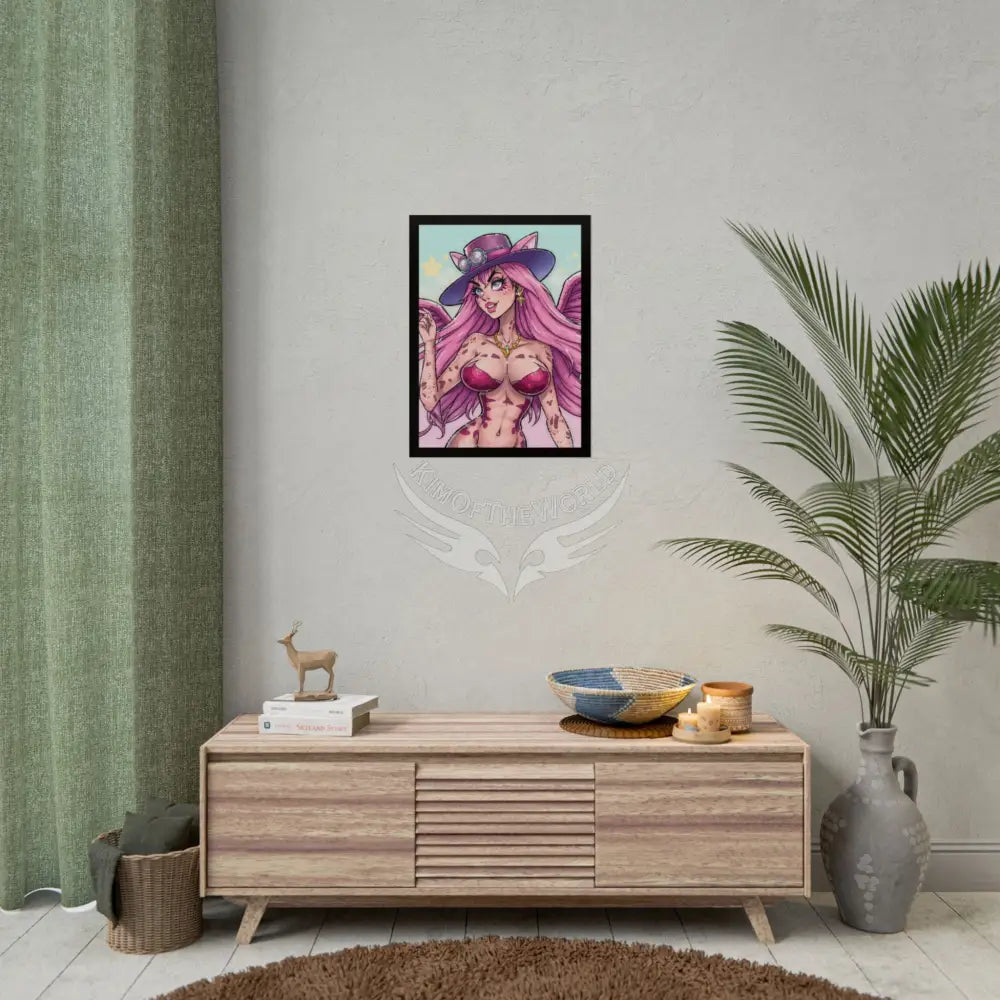 Cartoon ’Pink Ladies’ Sexy Fashion Character Lady Cosplay Portrait — Playful Art Print Pushing Pink Hair Poster Set