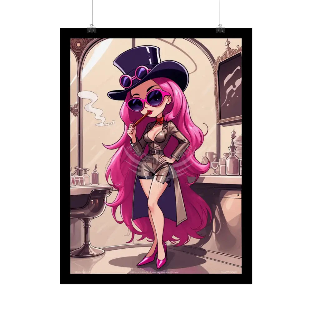 Cartoon ’Pink Lady’ Empowered Women Art Prints (Bold Female Characters)— Rolled Poster Set Poster