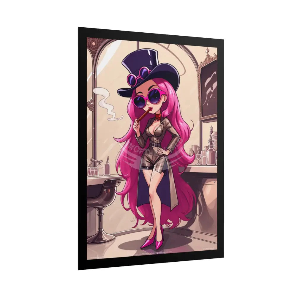 Cartoon ’Pink Lady’ Empowered Women Art Prints (Bold Female Characters)— Rolled Poster Set Poster