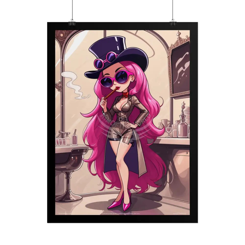Cartoon ’Pink Lady’ Empowered Women Art Prints (Bold Female Characters)— Rolled Poster Set Poster