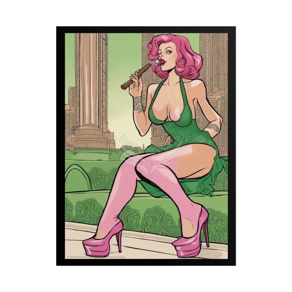 Cartoon Smoking Comic Girl - Rolled Poster 18″ x 24″ (Vertical) / Matte Poster