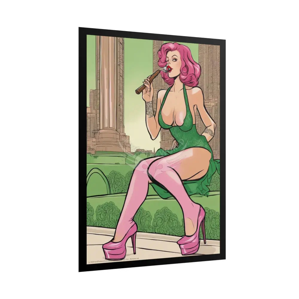 Cartoon Smoking Comic Girl - Rolled Poster Poster