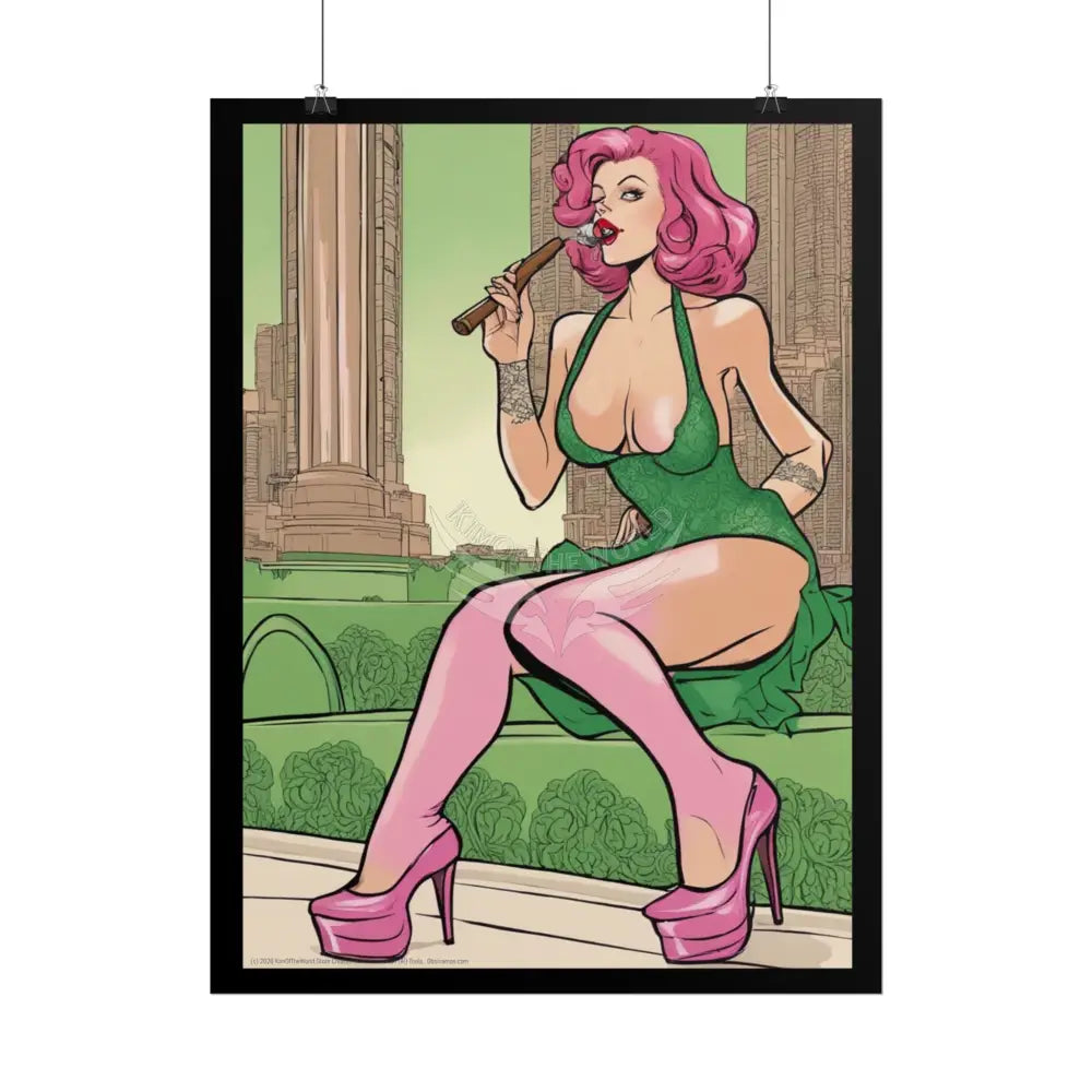 Cartoon Smoking Comic Girl - Rolled Poster Poster