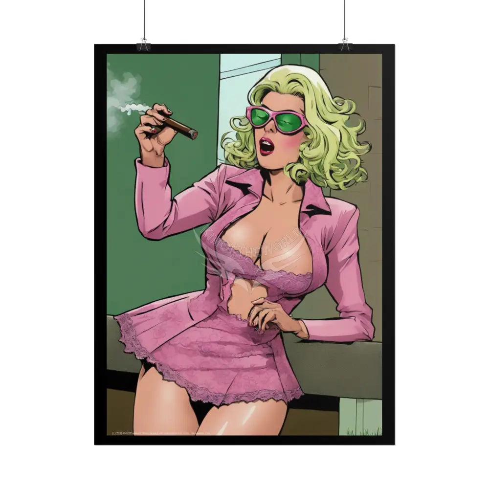 Cartoon Smoking Comic Girl - Rolled Poster Poster