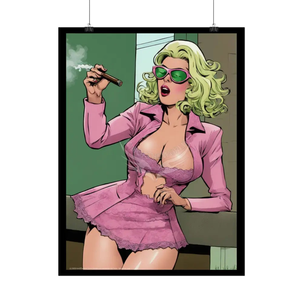 Cartoon Smoking Comic Girl - Rolled Poster Poster