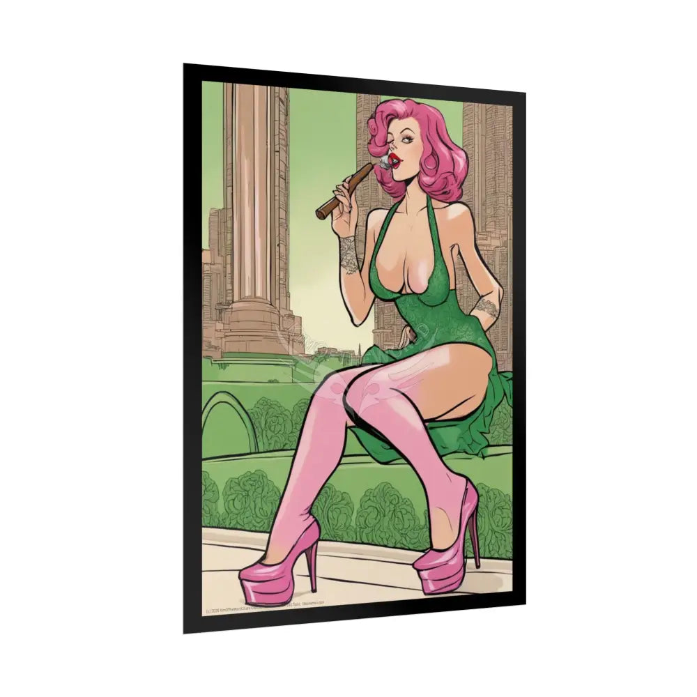 Cartoon Smoking Comic Girl - Rolled Poster Poster