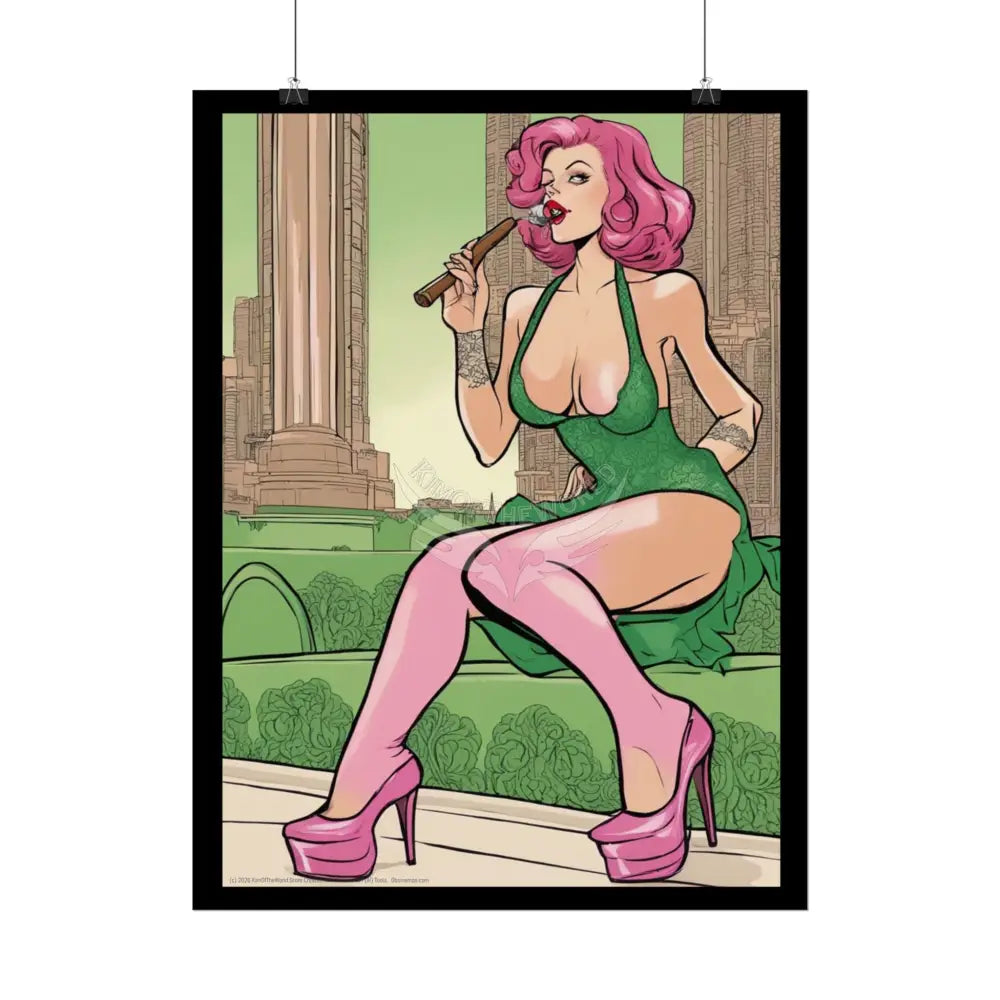 Cartoon Smoking Comic Girl - Rolled Poster Poster