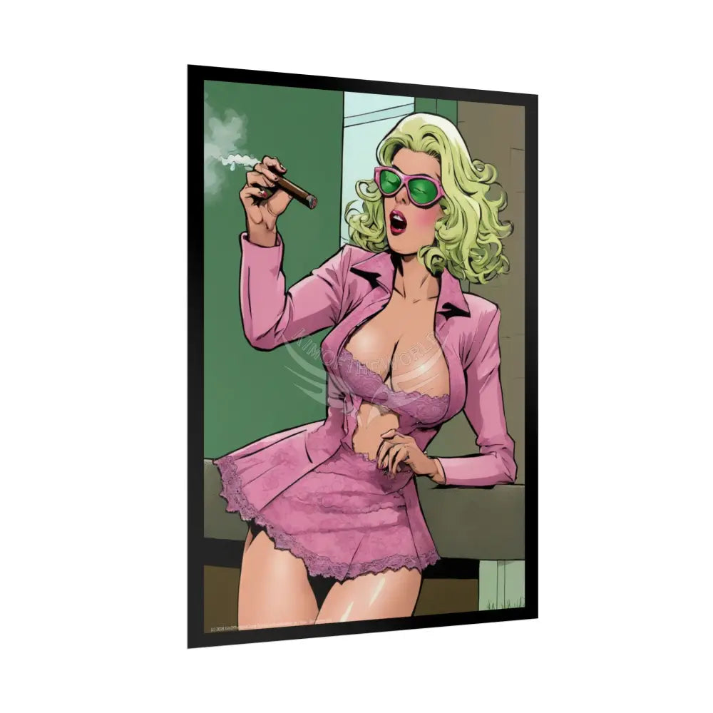 Cartoon Smoking Comic Girl - Rolled Poster Poster