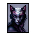 Cat Double Exposure Colorful Surreal Faces & Fantasy Landscapes Art Poster 18″ x 24″ (Vertical) / Semi Glossy Poster