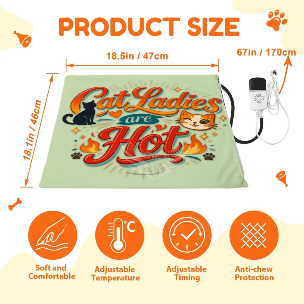 Cat Heating Pad - ’Cat Ladies are Hot’ Sage Green - Pet Furniture