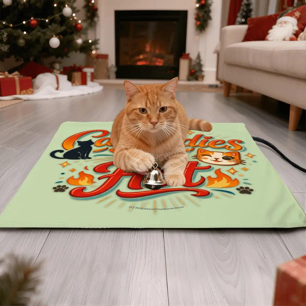 Cat Heating Pad - ’Cat Ladies are Hot’ Sage Green - Pet Furniture