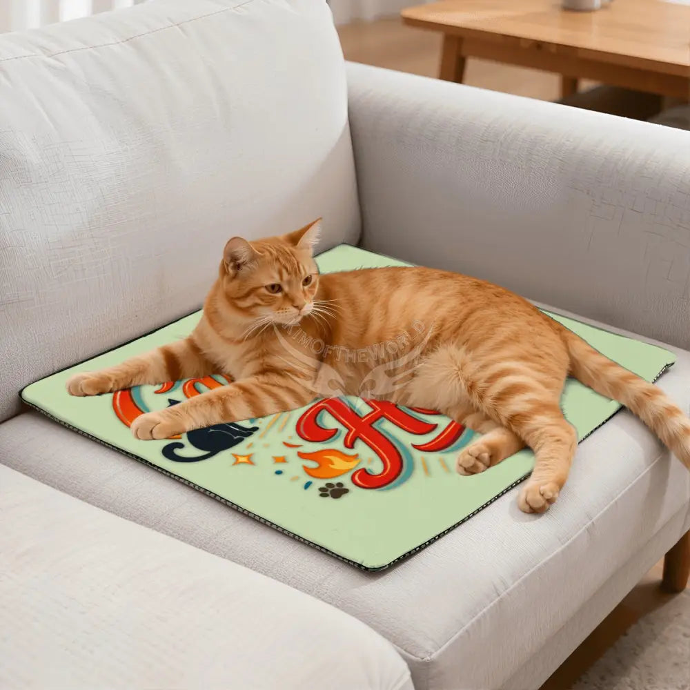 Cat Heating Pad - ’Cat Ladies are Hot’ Sage Green - Pet Furniture