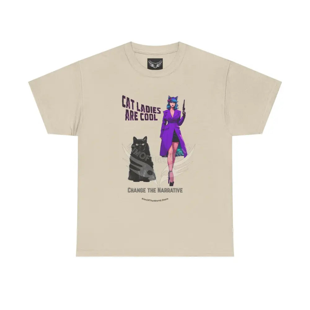 Cat Ladies are Cool Retro Comic Tee - Vintage Cat Lover Graphic T-Shirt Sand / S T-Shirt
