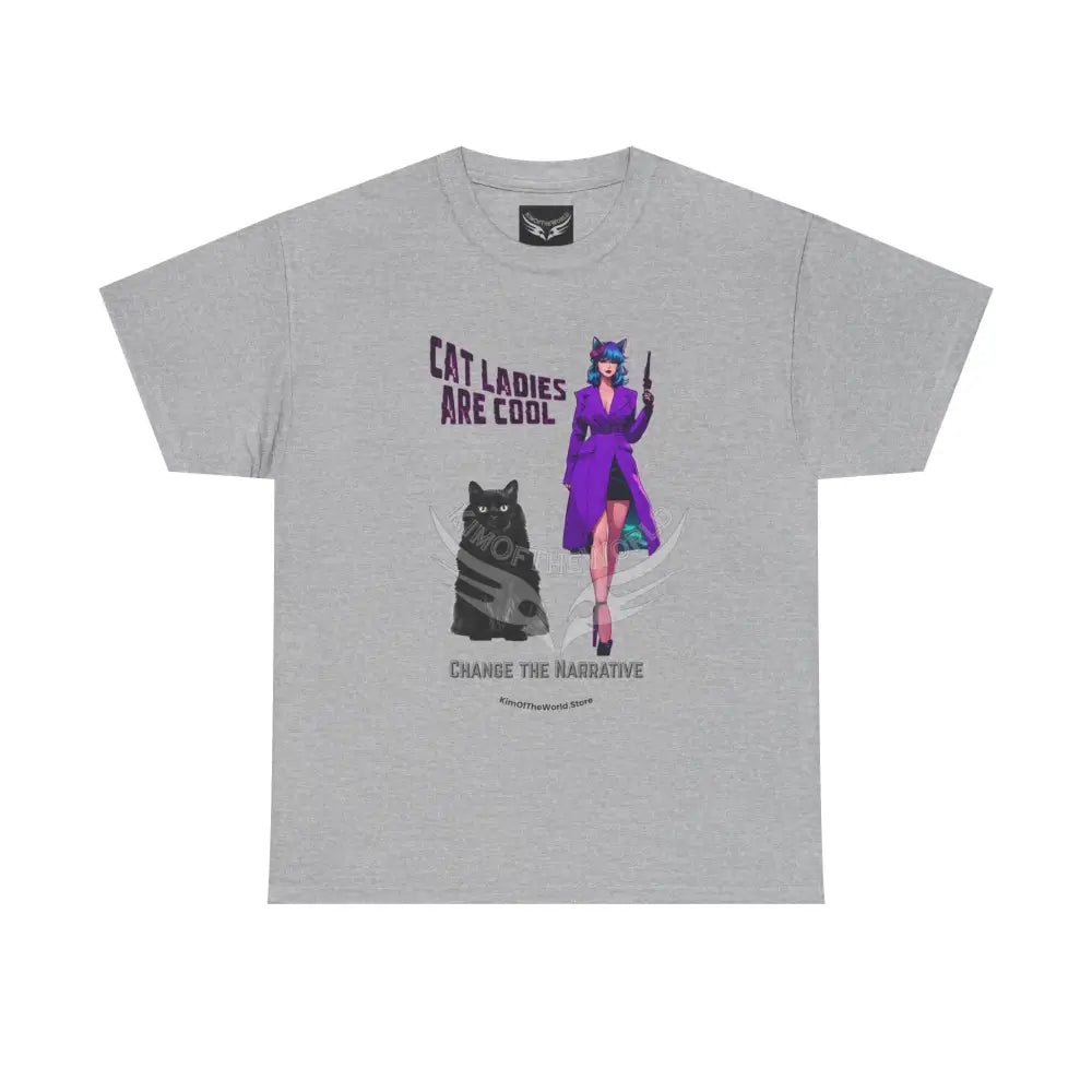 Cat Ladies are Cool Retro Comic Tee - Vintage Cat Lover Graphic T-Shirt Sport Grey / S T-Shirt