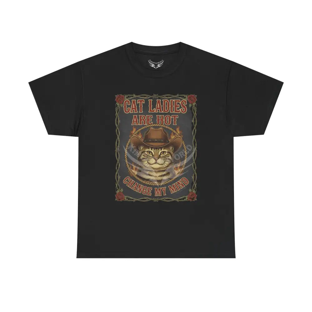 ’Cat Ladies are Hot - Change my Mind’ - Men’s Heavy Cotton Tee Black / S T-Shirt