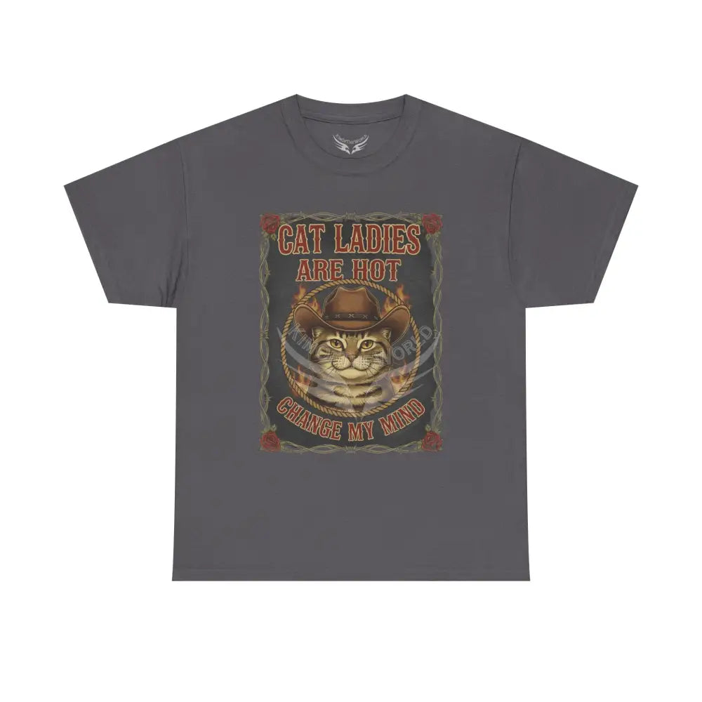 ’Cat Ladies are Hot - Change my Mind’ - Men’s Heavy Cotton Tee Charcoal / S T-Shirt