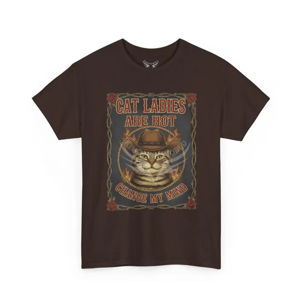 ’Cat Ladies are Hot - Change my Mind’ - Men’s Heavy Cotton Tee Dark Chocolate / S T-Shirt