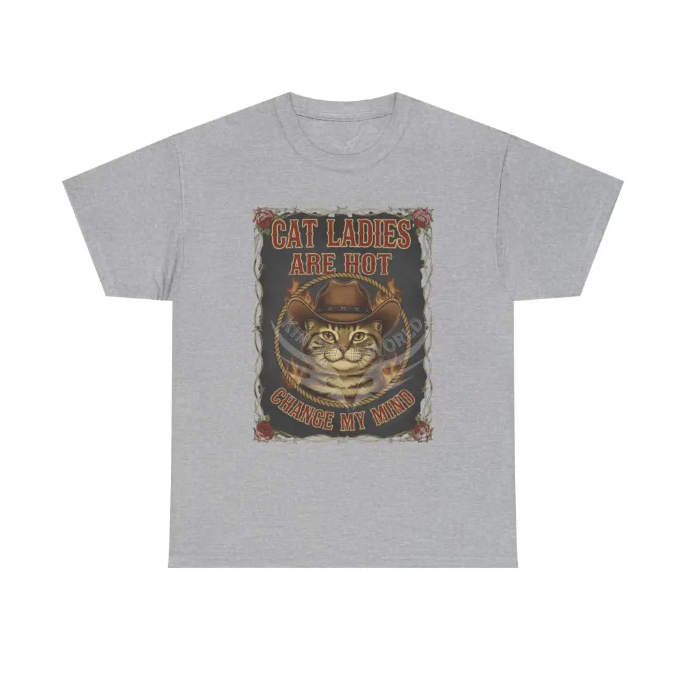’Cat Ladies are Hot - Change my Mind’ - Men’s Heavy Cotton Tee Sport Grey / S T-Shirt